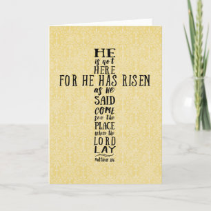Tarjeta Festiva Escritura de Pascua, Mateo 28:6, no está aquí, él