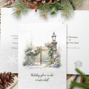 Tarjeta Festiva Escritura de poema de Navidades nórdicos del invie