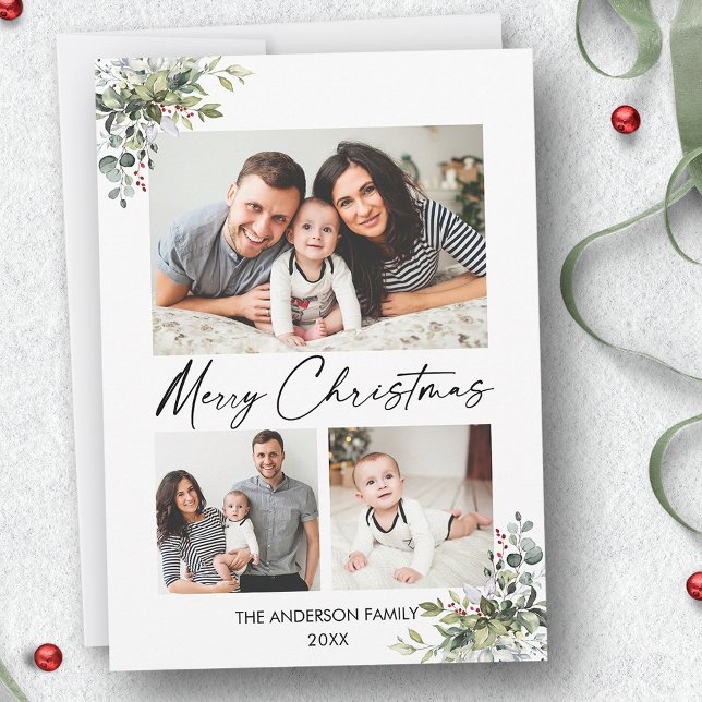 Tarjeta Festiva Escritura de tinta caligráfica 3 Berries de vegeta (Customize to change your personalized text size or text style.)