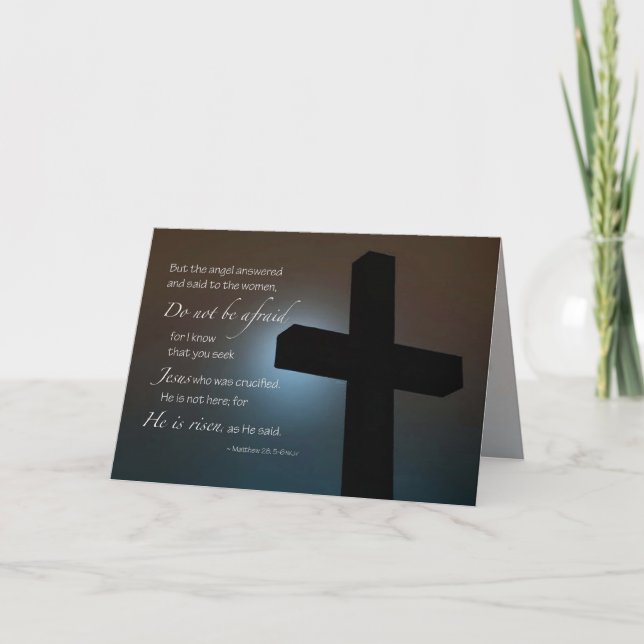 Tarjeta Festiva Escritura - Él es la Cruz de Risen (Anverso)