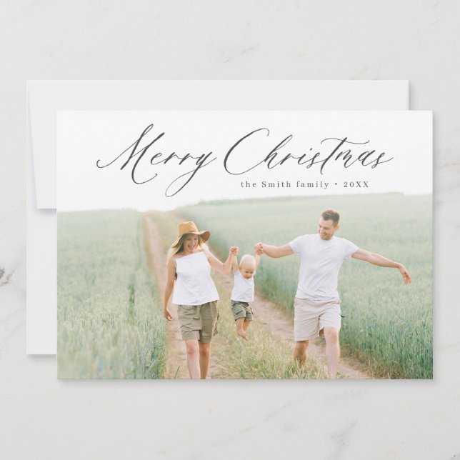 Tarjeta Festiva Escritura moderna Fotos navideñas de Feliz Festivi (Anverso)