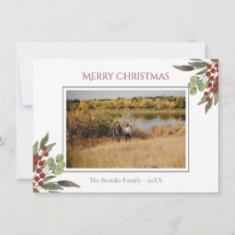 Tarjeta Festiva Escritura religiosa moderna Navidades de Red Holly