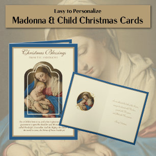 Tarjeta Festiva Escritura religiosa vintage de la Virgen María y e