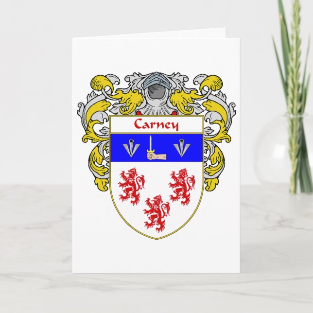 Tarjeta Festiva Escudo de armas de Carney (Mantled) (Anverso)