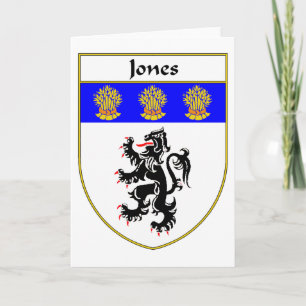 Tarjeta Festiva Escudo de armas de Jones/escudo de la familia