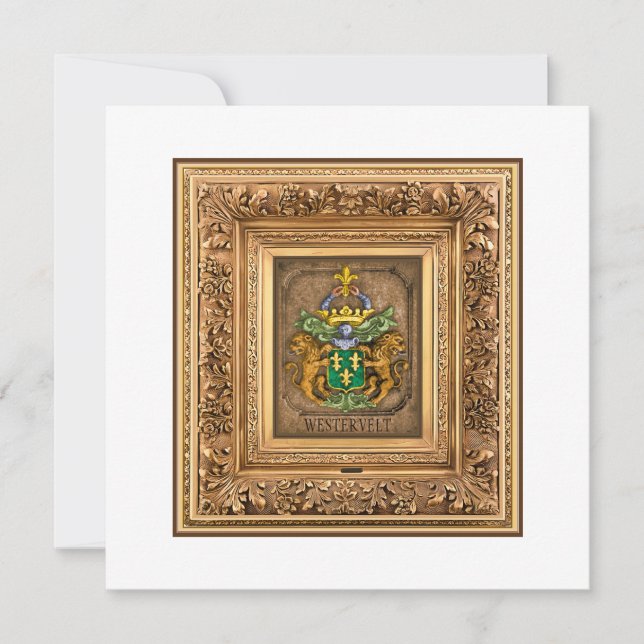 Tarjeta Festiva Escudo de armas de la familia Van Westervelt (Anverso)