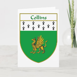 Tarjeta Festiva Escudo de armas y escudo familiar de Collins