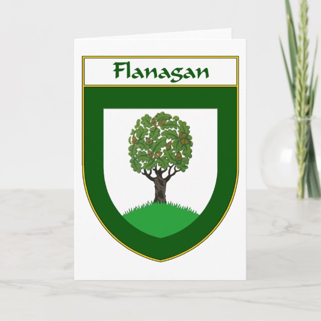 Tarjeta Festiva Escudo de armas y escudo familiar de Flanagan (Anverso)