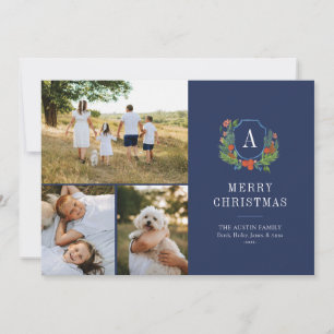 Tarjeta Festiva Escudo de color de agua Navidades de perrito tarje