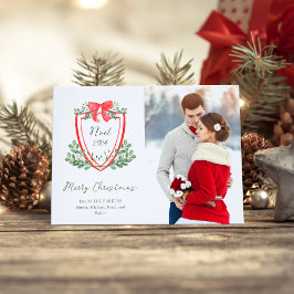 Tarjeta Festiva Escudo de Navidades caprichosos y foto | Noel