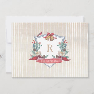 Tarjeta Festiva Escudo de vacaciones - Monograma familiar - Tarjet
