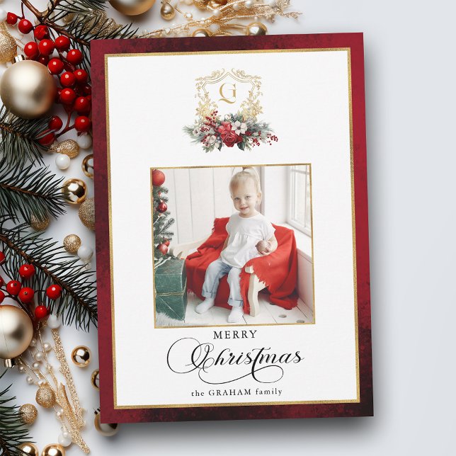 Tarjeta Festiva Escudo Floral de Navidades clásicos (Subido por el creador)