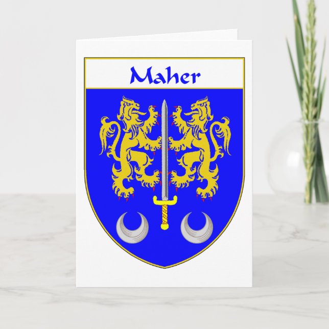 Tarjeta Festiva Escudo Maher de armas/escudo familiar (Anverso)