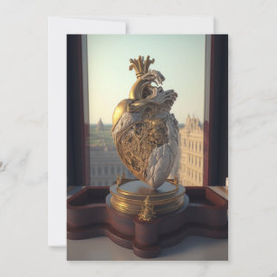 Tarjeta Festiva Escultura del Corazón Gótico en una pantalla de ma