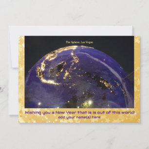 Tarjeta Festiva Esfera de Año Nuevo Feliz Las Vegas