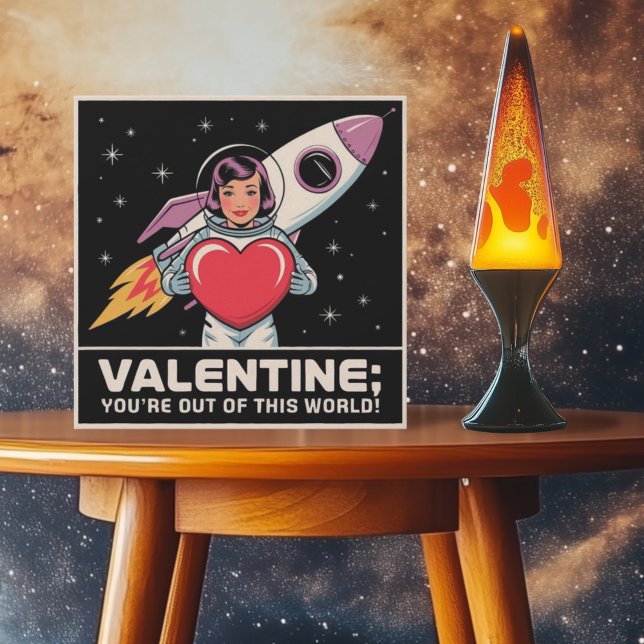 Tarjeta Festiva Espacio retro San Valentín estás fuera de este mun (Subido por el creador)