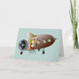 Tarjeta Festiva Espacio Rocket Santa