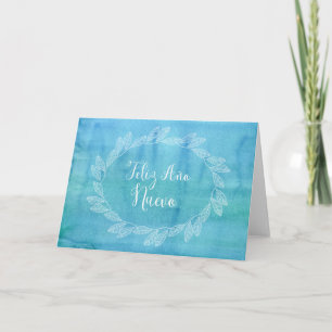 Tarjeta Festiva Español azul de la guirnalda de la acuarela de la