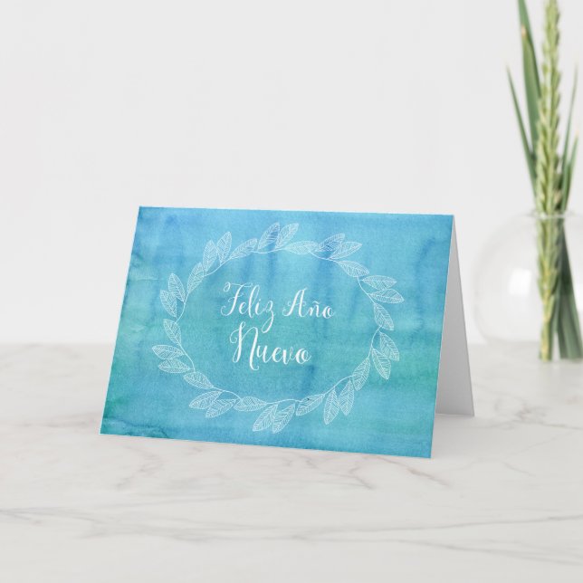 Tarjeta Festiva Español azul de la guirnalda de la acuarela de la (Anverso)
