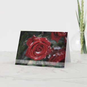 Tarjeta Festiva español Feliz Navidad-Feliz Año Nuevo con nieve ro