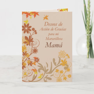 Tarjeta Festiva Español, mamá, deseos de la acción de gracias,