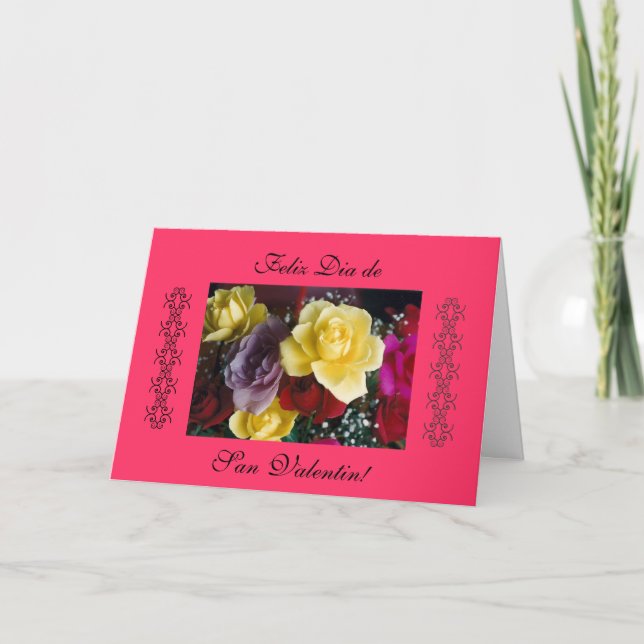 Tarjeta Festiva Español: rosas para San Valentin/el día de San (Anverso)