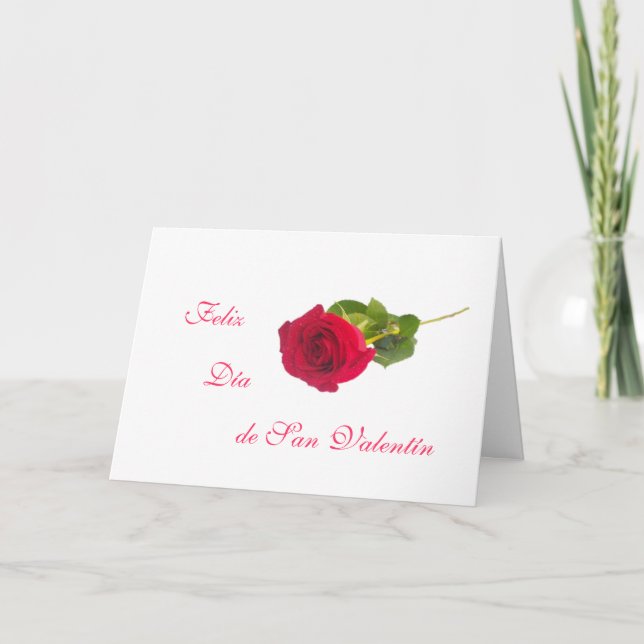 Tarjeta Festiva Español: San Valentin - rosa rojo (Anverso)