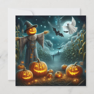 Tarjeta Festiva Espantapájaros de Halloween