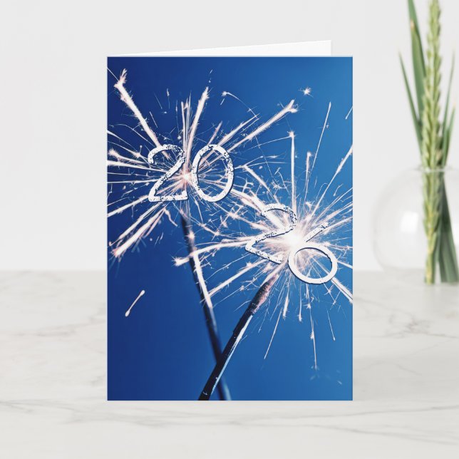 Tarjeta Festiva Esparklers De Año Nuevo 2026 (Anverso)