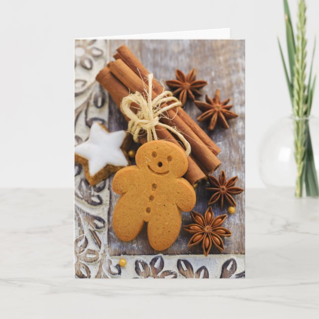 Tarjeta Festiva Especias del navidad, jengibre y estrellas del (Anverso)