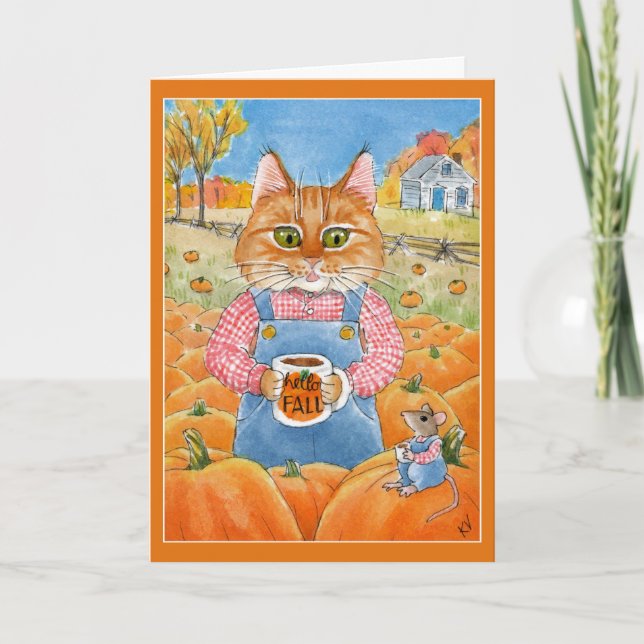 Tarjeta Festiva Especie de calabaza de ratones de gatito (Anverso)