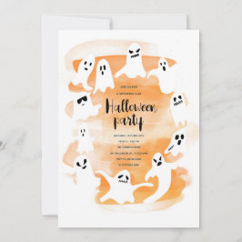 Tarjeta Festiva Espectacular acuarela de fiesta fantasma de Hallow