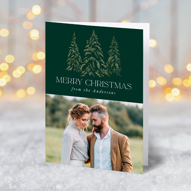 Tarjeta Festiva Espectacular foto navideña verde pino de invierno (Subido por el creador)