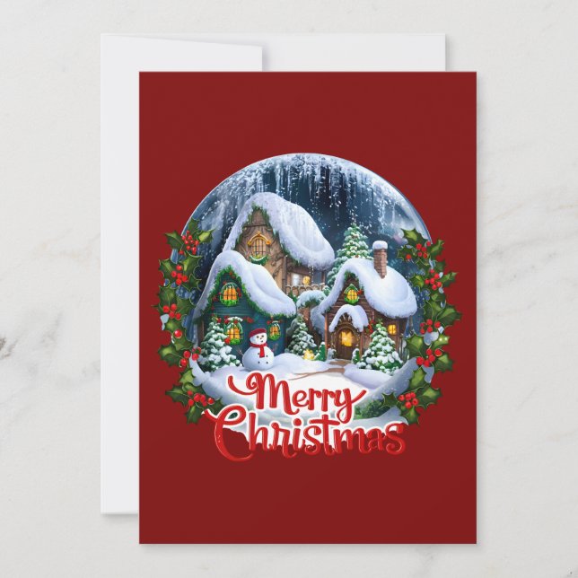 Tarjeta Festiva Espectacular Globe de nieve de la villa invernal (Anverso)