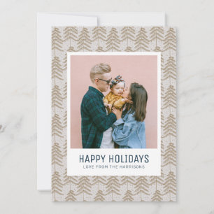 Tarjeta Festiva Espectacular Gris Gold Pine Tree Pattern Photo