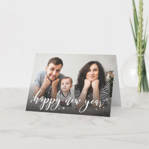 Tarjeta Festiva Espectacular saludo fotográfico de Año Nuevo