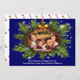 Tarjeta Festiva Espectaculares Navidades Wreath Family Photo