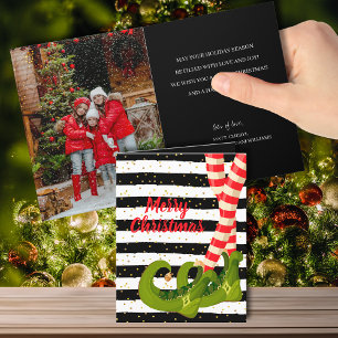 Tarjeta Festiva Espectaculares piernas de elfo Navidades doblados