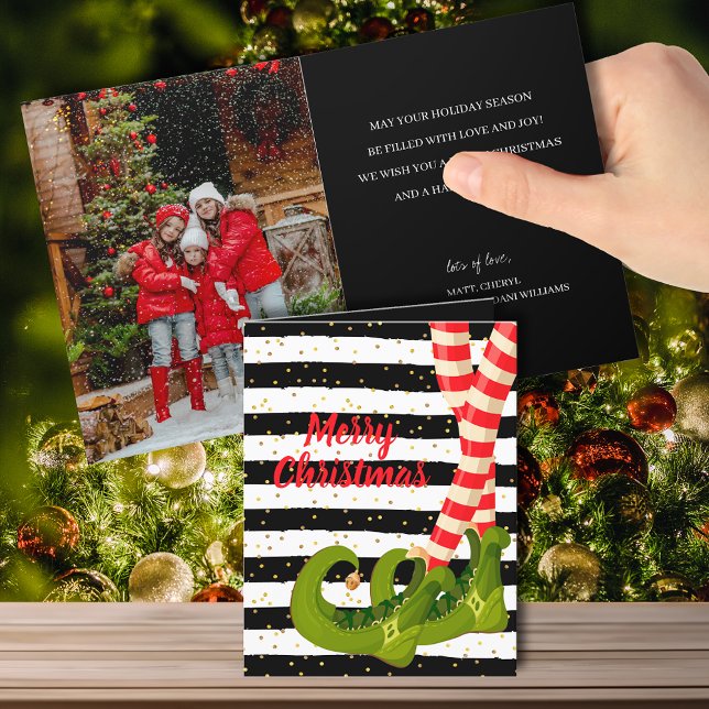 Tarjeta Festiva Espectaculares piernas de elfo Navidades doblados (Subido por el creador)