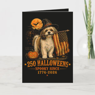 Tarjeta Festiva Espeluznante 250 Halloweens Shih Tzu Patriótico 17