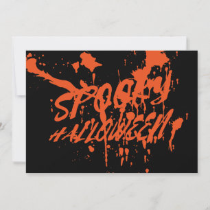 Tarjeta Festiva Espeluznante Halloween Splash Retro Naranja Rojo H