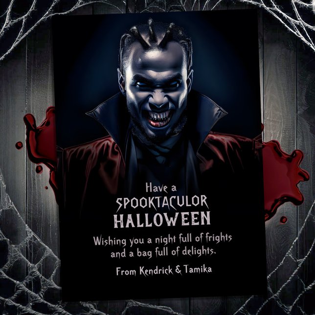 Tarjeta Festiva Espeluznante saludo de Halloween con vampiros de D (Subido por el creador)