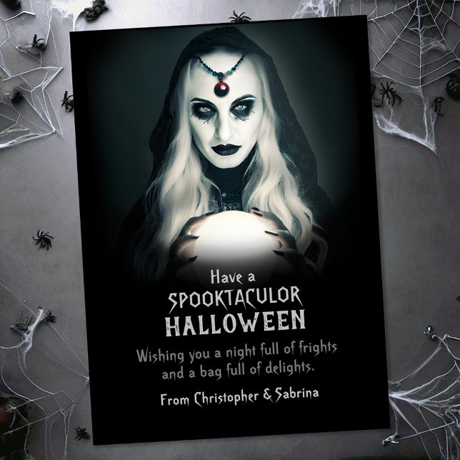 Tarjeta Festiva Espeluznante saludo de Halloween de Fortune Teller (Subido por el creador)