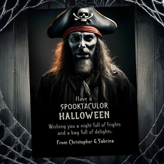 Tarjeta Festiva Espeluznante saludo de Halloween del Pirata (Subido por el creador)