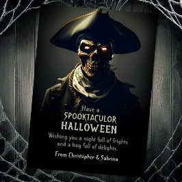 Tarjeta Festiva Espeluznante saludo de Halloween pirata