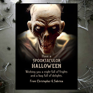 Tarjeta Festiva Espeluznante saludo de Halloween Zombie