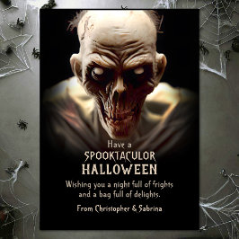 Tarjeta Festiva Espeluznante saludo de Halloween Zombie