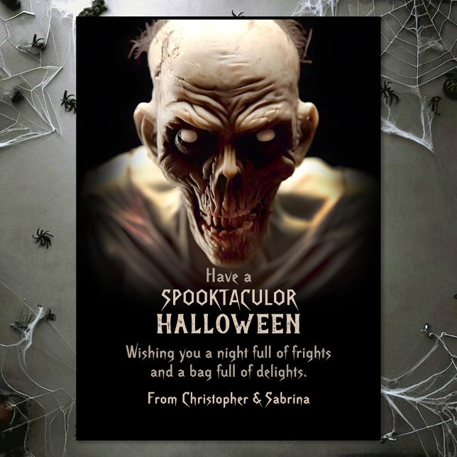 Tarjeta Festiva Espeluznante saludo de Halloween Zombie (Subido por el creador)