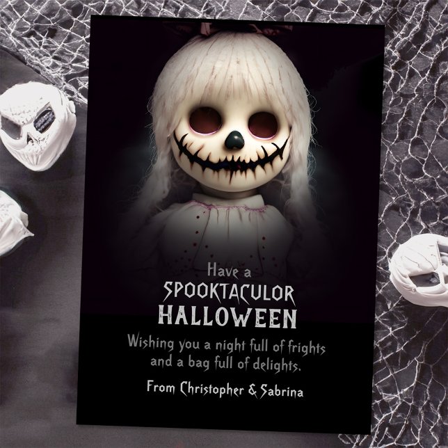 Tarjeta Festiva Espeluznante Scary Creepy Doll Halloween (Subido por el creador)