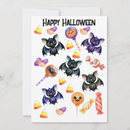 Tarjeta Festiva Espeluznantes dulces, acuarelas, Halloween caprich